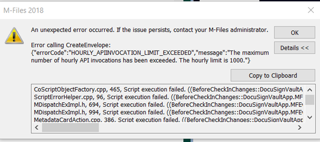 DocuSign API Hourly Limit