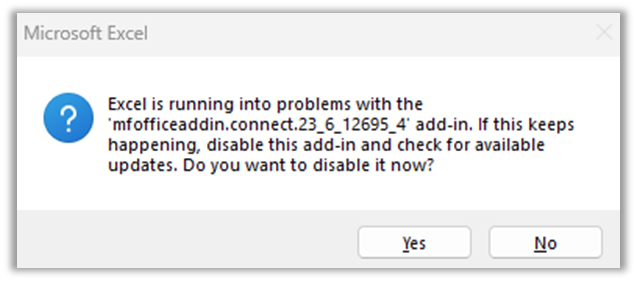 Excel Add-in Loading Error or Becoming Disabled