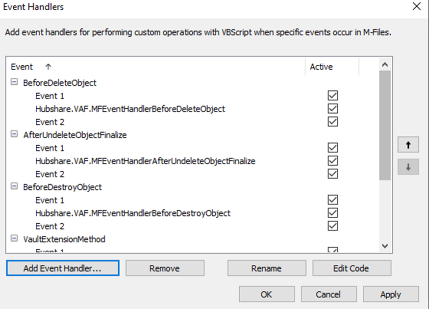 M-Files Plugin for Hubshare issues with other scripts - Event Handler issue