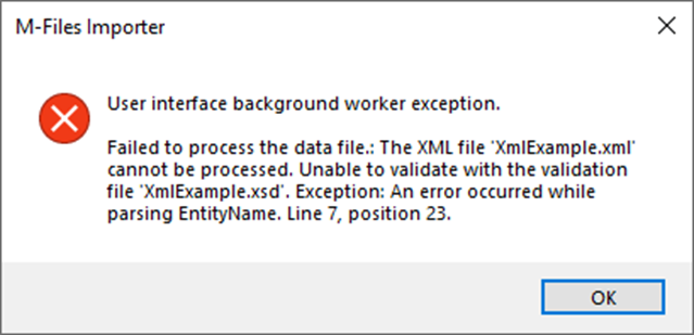 Importer tool: ampersand symbol (&) in XML value causes an error in parsing