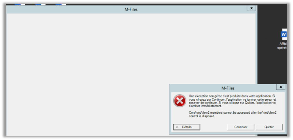 CoreWebView2 Error on the M-Files Client