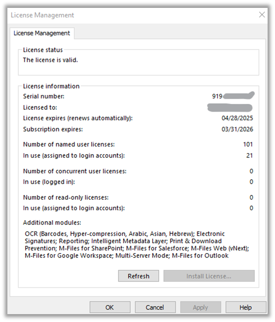 Discrepancy in Cloud Vault M-Files License Information vs. M-Files ...