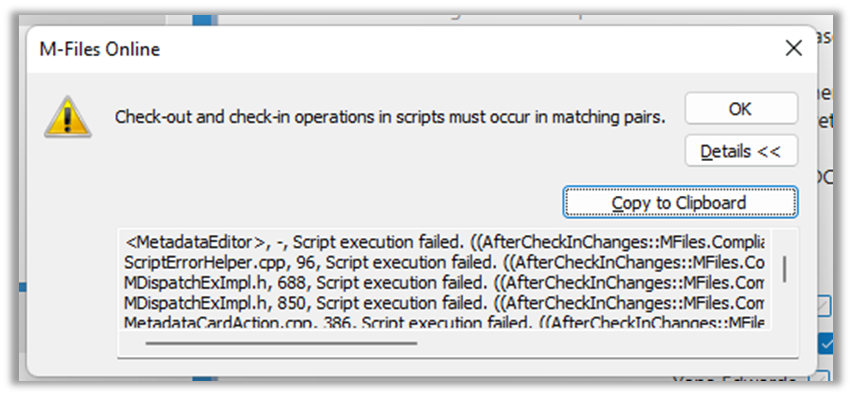Scripting Operation Error When Editing Document in Vault