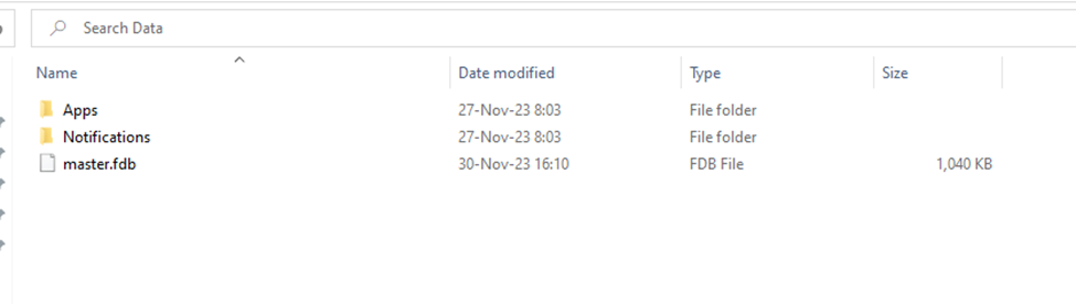 Unspecified error when trying to write to master.fdb file