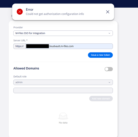 M-Files Ment error when setting up SSO