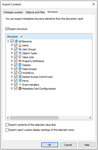 How to export structure of the vault