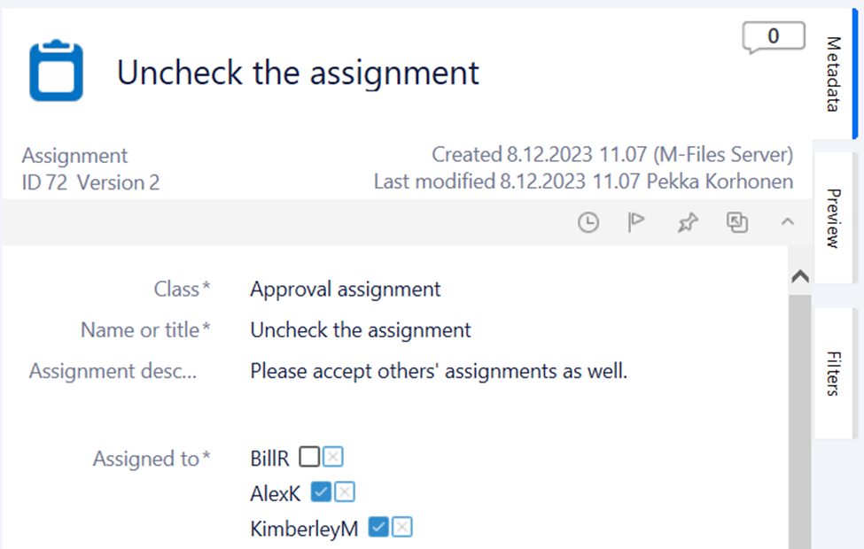 Separate assignment: Prevent users from undoing approvals for another users