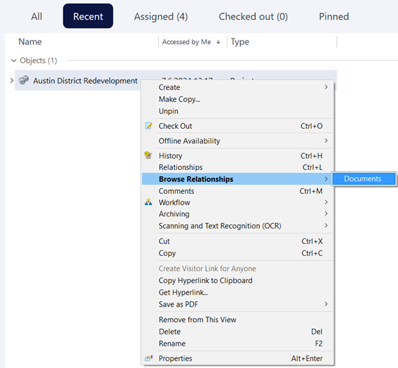Double clicking Pinned items (M-Files May '24 update)