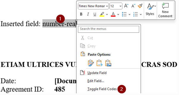 Masking a number when using M-Files insert property in Microsoft Word