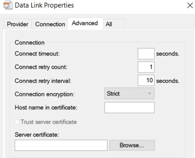 Reporting: Server Certificate option can only be used with Encryption ...