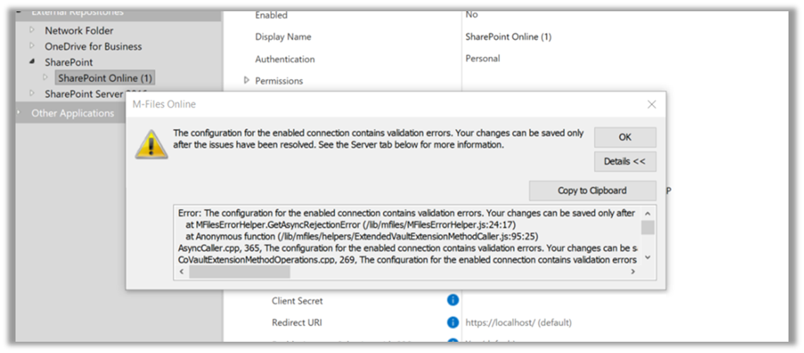 SharePoint Online Connector Validation Error