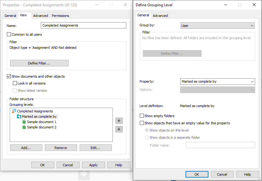 View incomplete and completed assignments by user