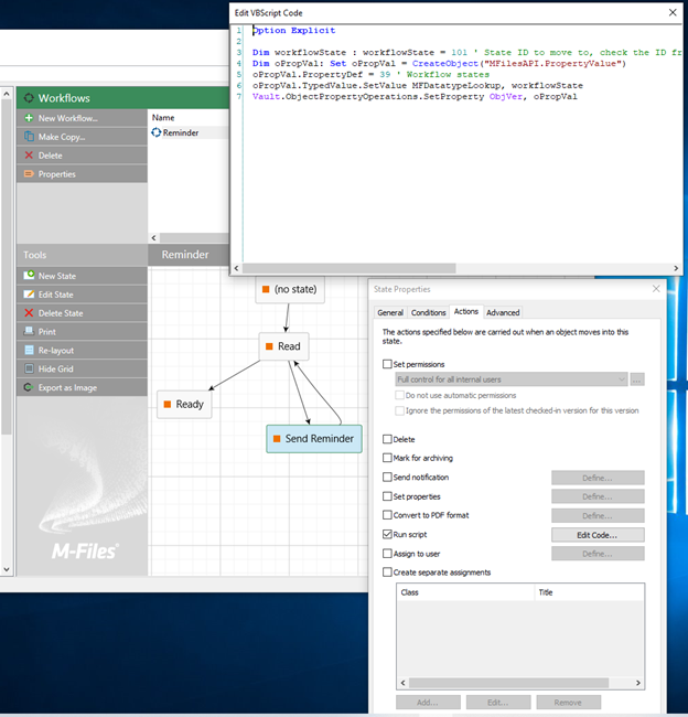 VBScripts are run by M-Files Server