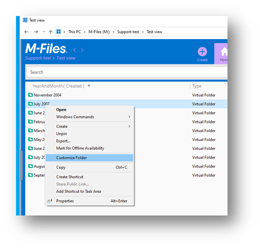 Converting a virtual folder to a view with customization
