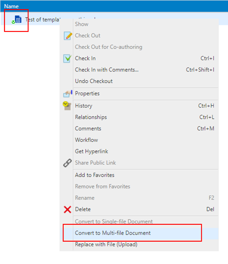 Cannot Convert to Multi-File Document from M-Files Web Access