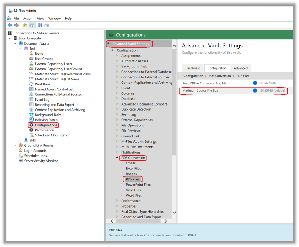 PDF Conversion Maximum Source PDF File Size Error in Windows Event log