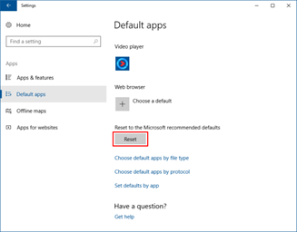 Reset Windows Default Apps - Window 10