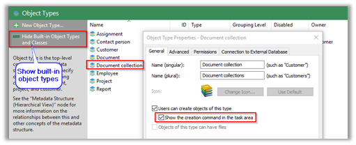 Creating New Document Collection Option Missing from Create Button