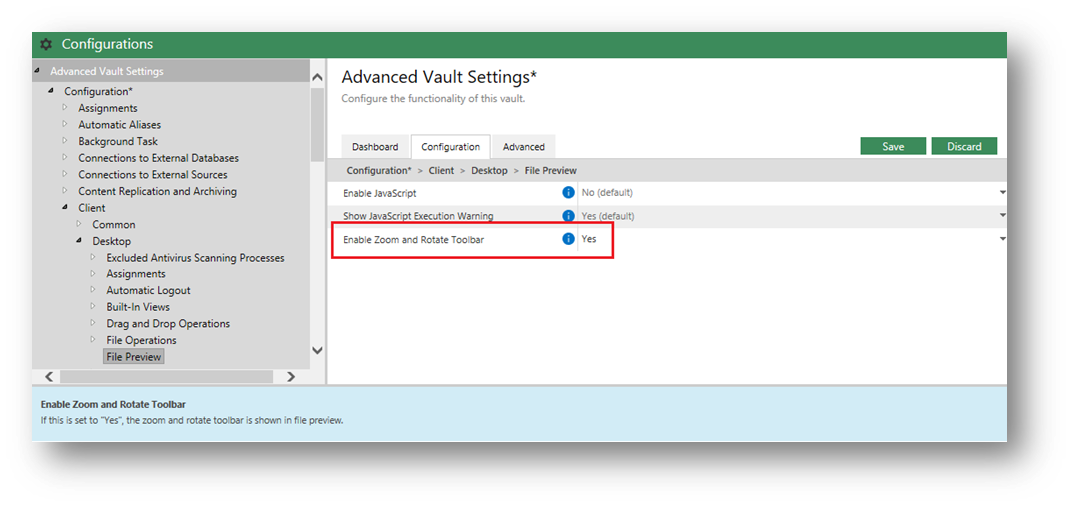 M-Files: Enable Zoom and rotate toolbar on the Preview tab