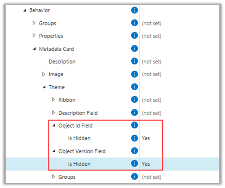 Hide/Remove the Version and Object ID on the Metadata Card